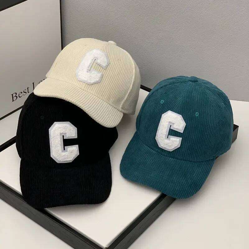 Fashion Corduroy Baseball Cap Ladies Letter C Snapback Hat Women Shopping Dress Up Adjustable Casual Caps Hip Hop Hats Z260314