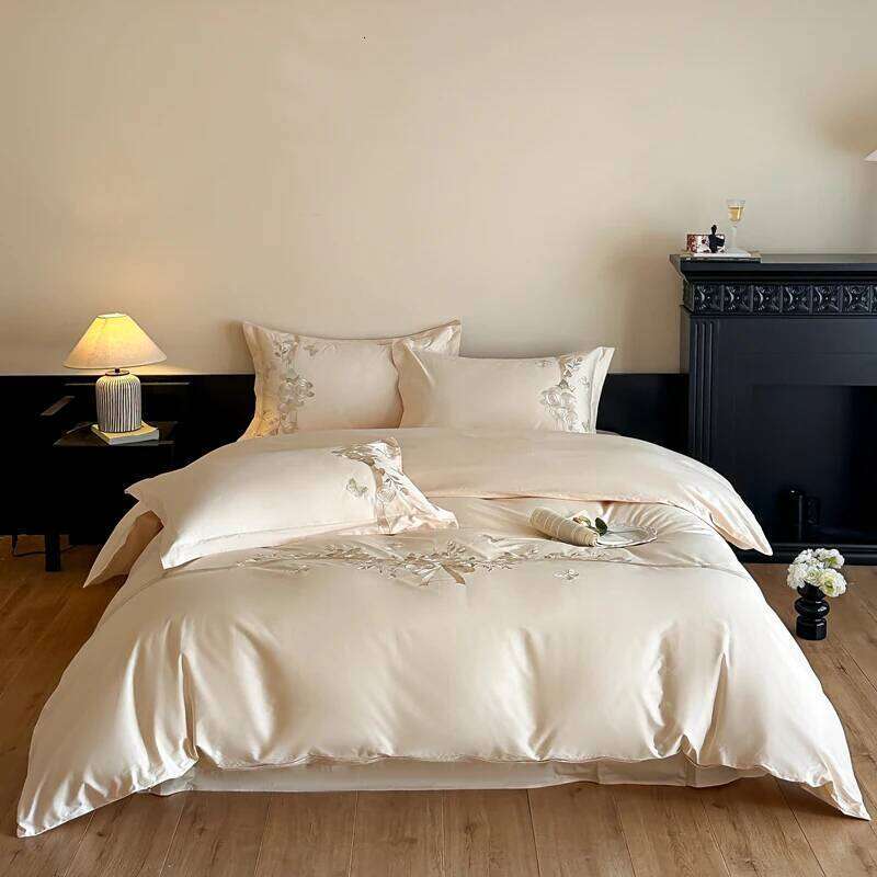 100% Cotton Rose Flowers Embroidery Bedding Queen King Size Duvet Cover Set Flat/Fitted Bed Sheet Pillowcases 4Pcs H260312 - view 4