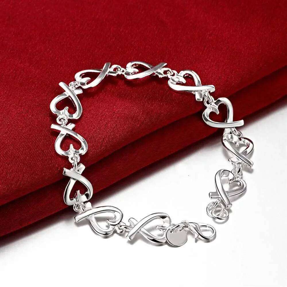 Hot Fine Heart Kelp Chain Fashion 925 Sterling Silver Bracelet For Woman Popular Brands Jewelry Wedding Party Christmas Gifts Z260313