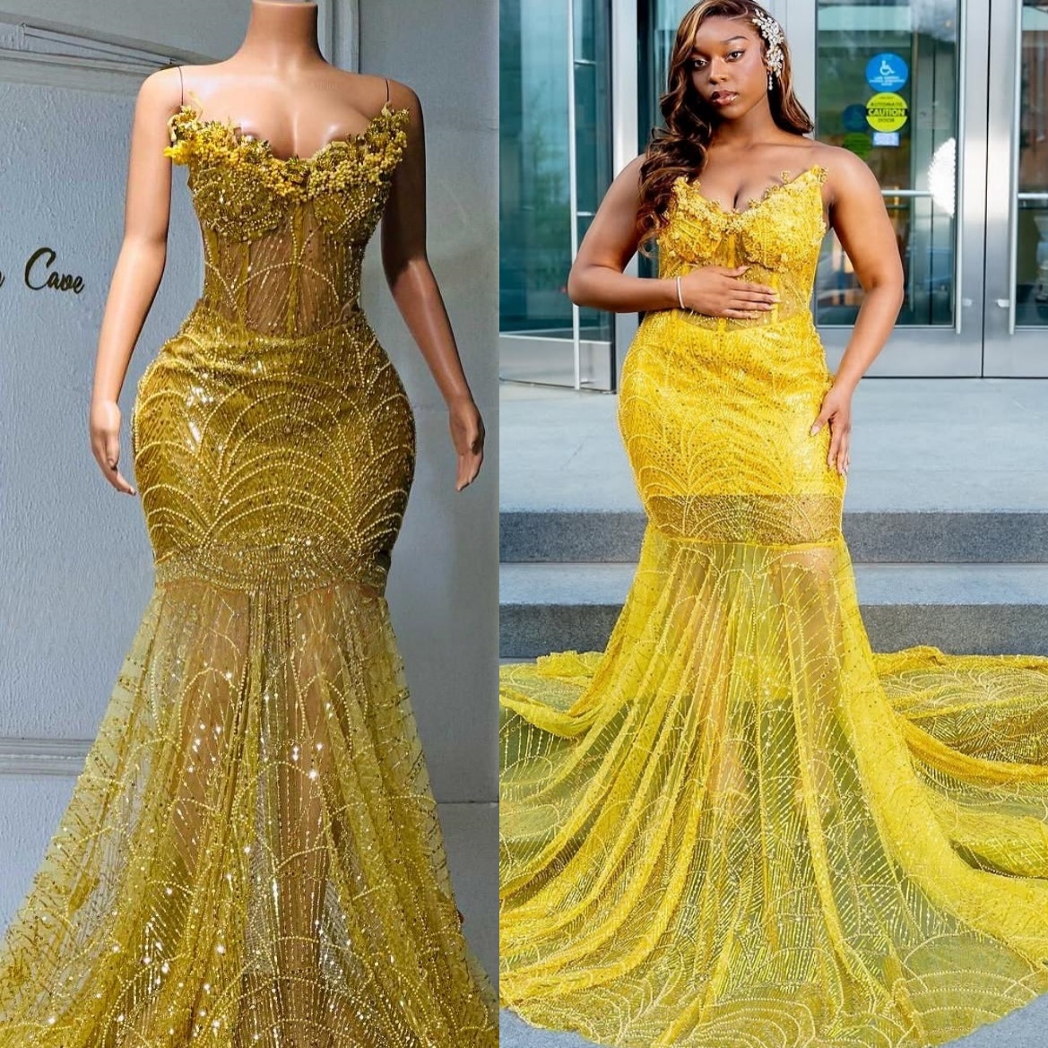 2K26 Yellow Prom Dress 2026 Mermaid Prom Dress Appliques Beaded Sweetheart Sequined Evening Dresses Birthday Party Formal Receiption Gowns Dresses ZJ0