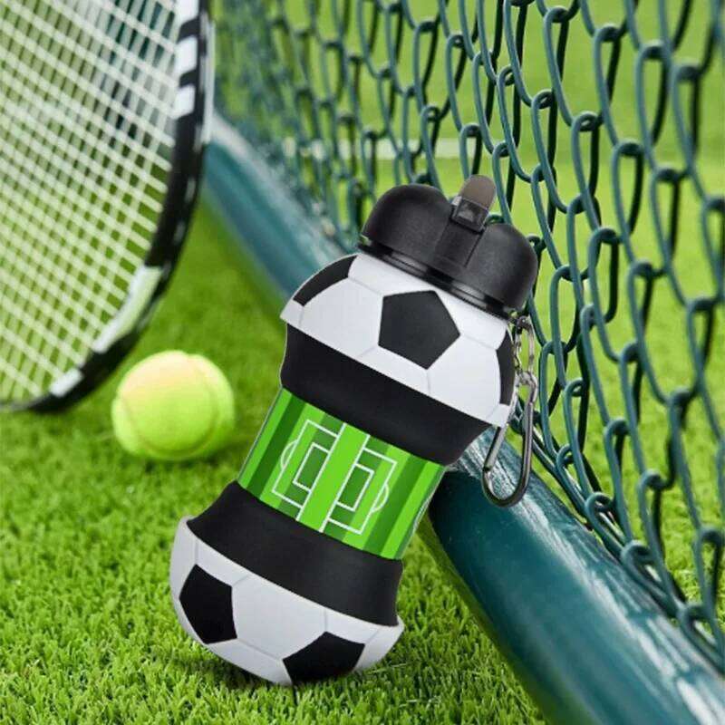 Student Football Outdoor Sports Water Bottle Household Silicone Folding Cup Portable Anti Drop Z260314