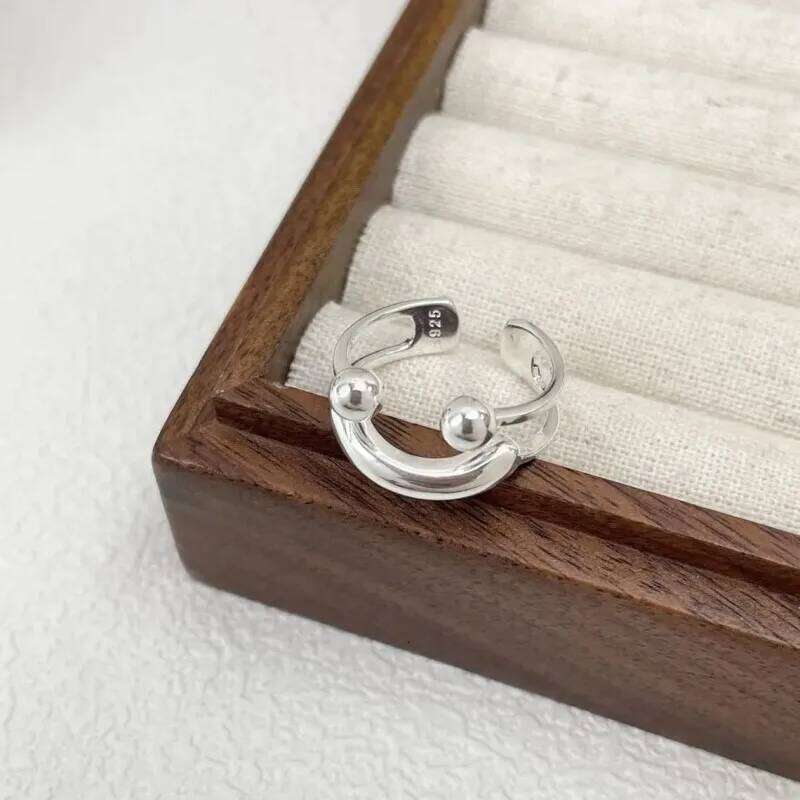 925 Sterling Silver Ball Smiling Face Finger Rings For Women Jewelry Anillos Birthday Gift H260312