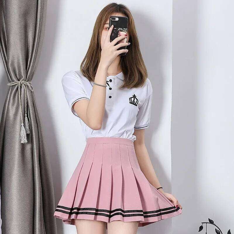 High Women's Skirts Striped Pleated Elastic Waist Female Sweet Dance Plaid Mini Korean Style Sexy Skirt Z260314