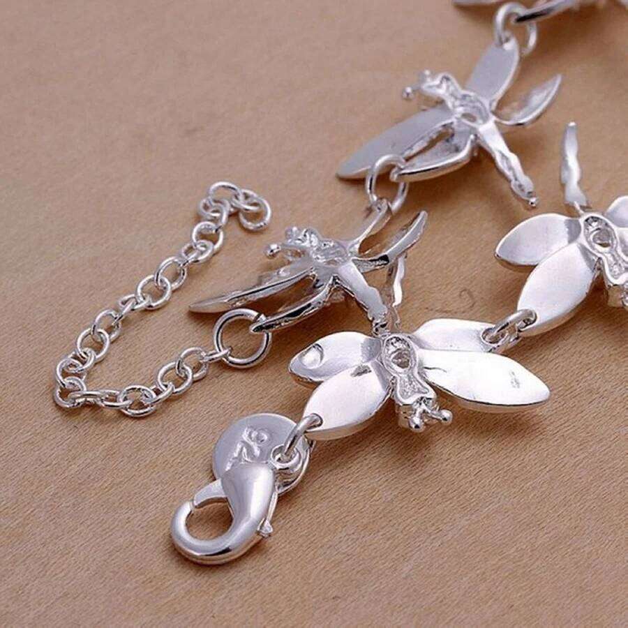 high quality new fashion Silver color Jewelry Creative inlaid stone dragonfly Bracelets Chain lady women free shipping Z260313