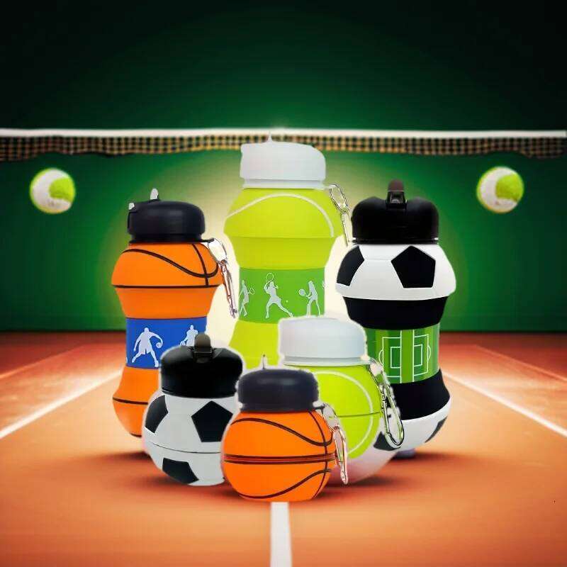 Foldable Football/basketball Silicone Bottle, Children/student Outdoor Sports Water Bottle. Supports Mass Customization Z260314
