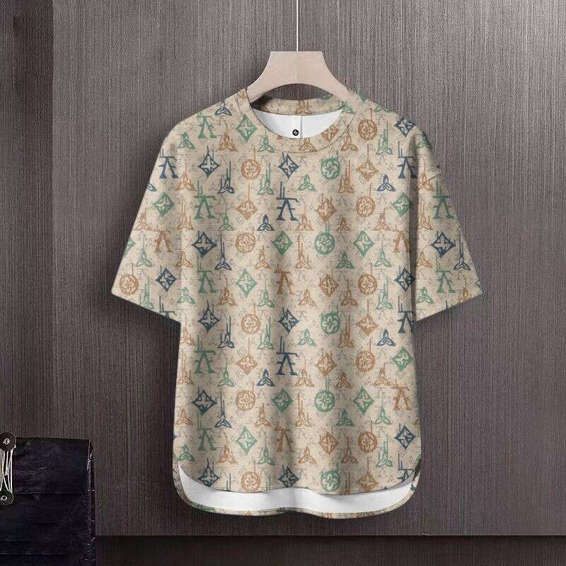 Summer New Fashion Trend Printed Short Sleeve T-shirt Sports Suit Men Loose Comfortable Breathable Plus Size Two-Piece Set 4XL Asia Size
