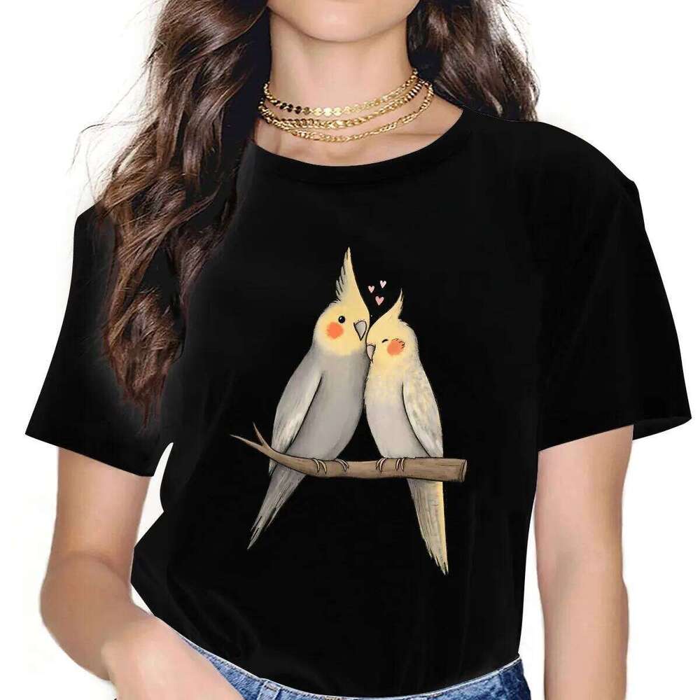 Cockatiel Cuddle TShirt For Girls Parrot Birds Pet Y2k Tees Harajuku Ladies Polyester T Shirt Soft Graphic Z260314