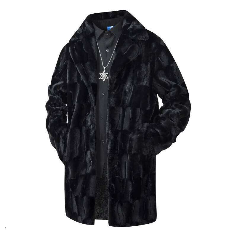 Cross border exclusive cotton coat with extended and thickened new suit collar, fur coat, men's long imitation mink Z260313
