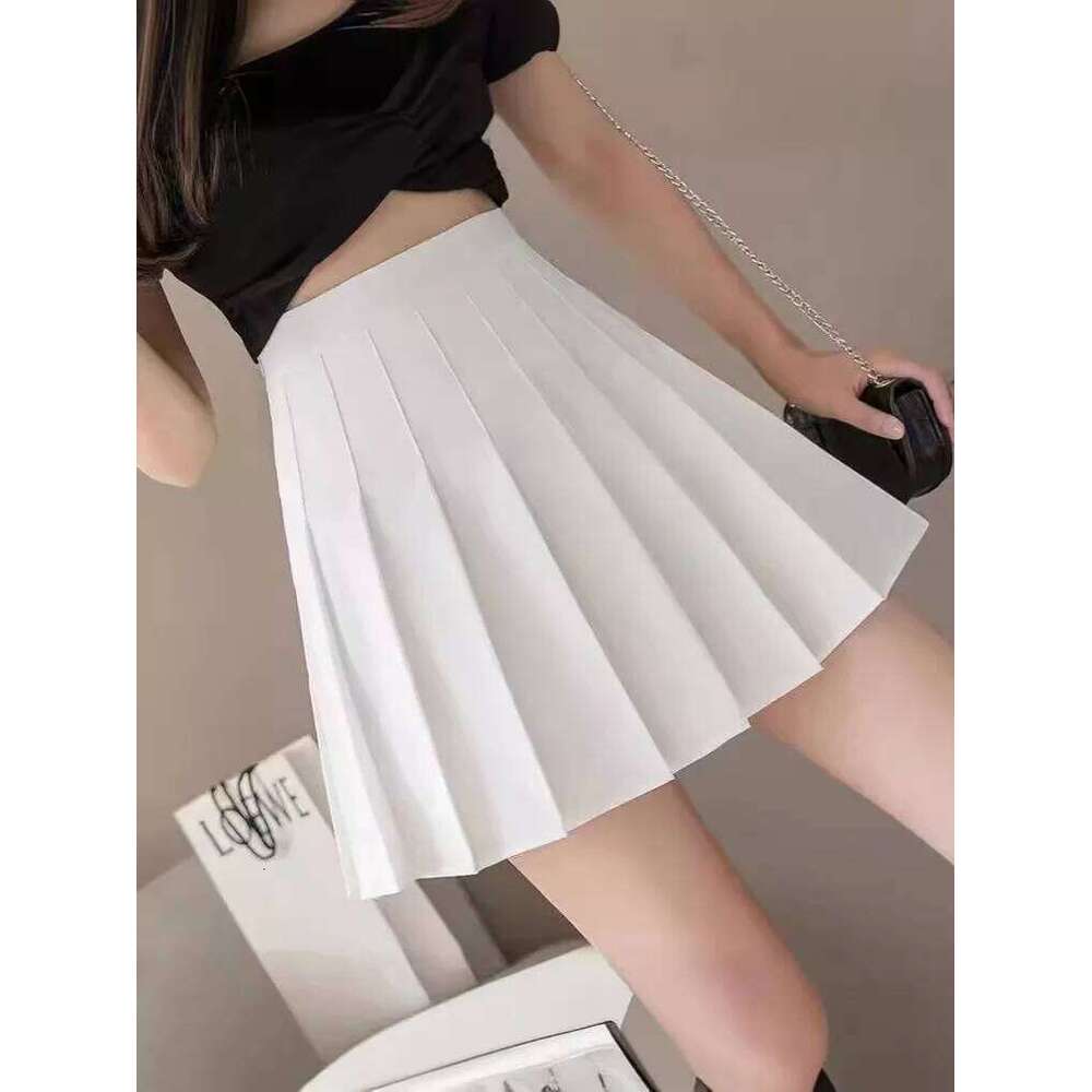 Women Pleated High Waist A-Line Mini School Girl JK Uniform Skater Tennis Skirt White Plus Size Z260314