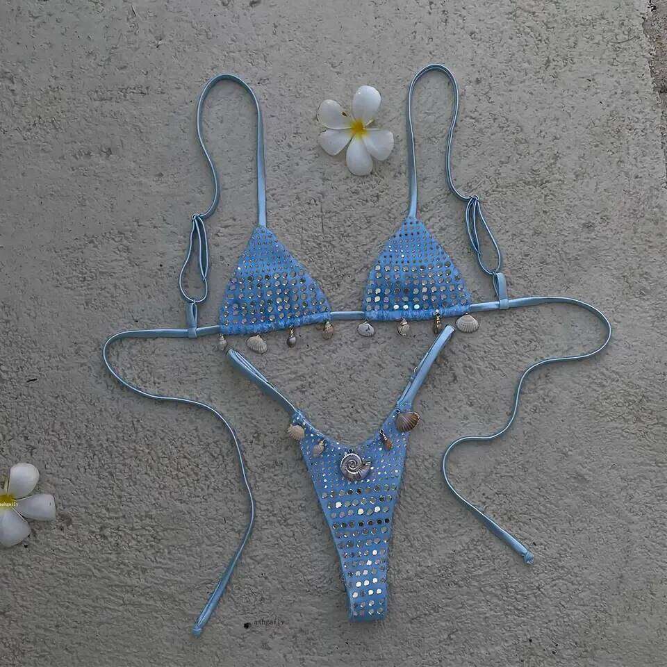 Rhinestones Bikini Women Separates Swimwear Two Piece Side Straps Swimsuit Bathing Suit 26H0313