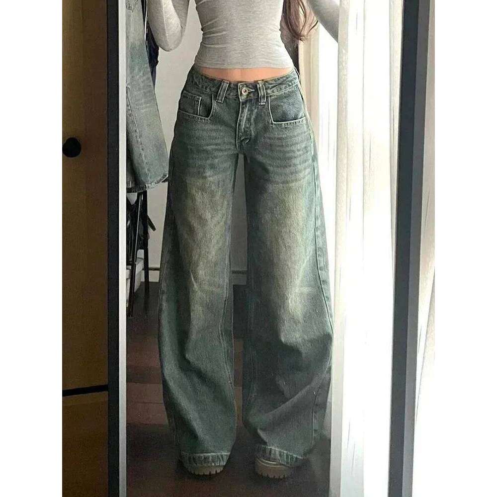 Y2K Vintage Women Loose Harajuku Casual Denim Pants High Waist Wide Leg Jeans American Streetwear Female Pockets Trousers Z260313