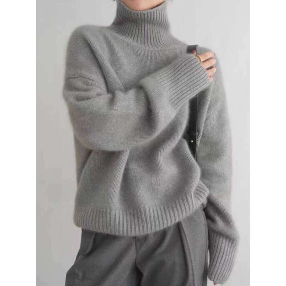 2024 Autumn and Winter New Thick Cashmere Women High Neck Pullover Warm Loose Knitted Base Sweater Jacket Tops Z260313