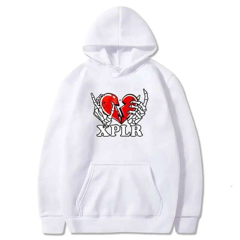 New XPLR Heartbreak Print Hoodie, Universal Street Clothing Casual Versatile Autumn and Winter Fashion Comfort Sweater Z260315