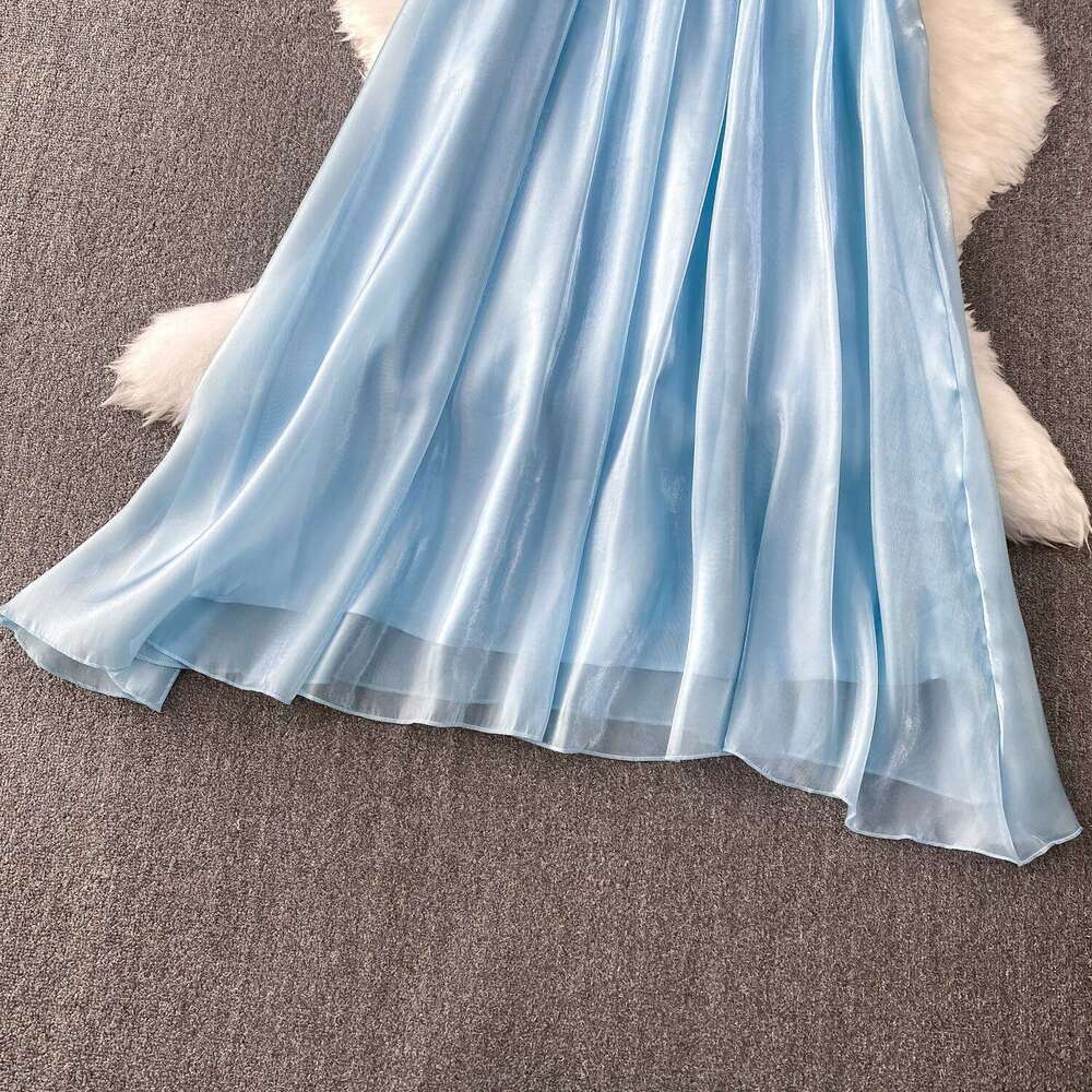 2026 New Chinese style Unique A17 Beautiful Embroidery Women's Strap Top Summer Vacation High end Glossy Fairy Dress