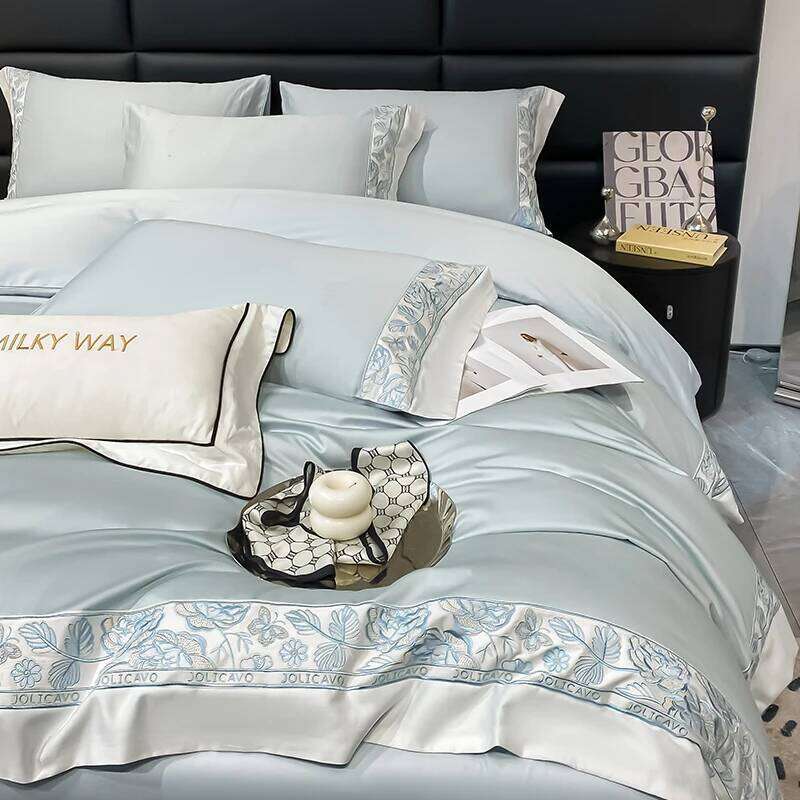 Egyptian Cotton Bedding Rose Butterfly Embroidery Duvet Sheet Pillowcases Bed Comforter Cover Set 4Pcs H260312 - view 4