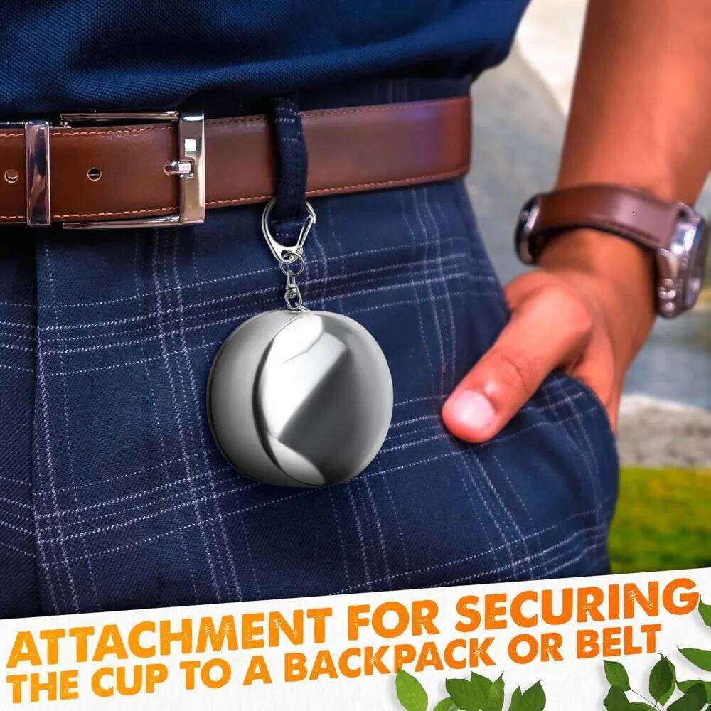 Foldable Cup with Lid 75ml-450ml Stainless Steel Shot Glass, Rustproof&Flexible, Easy-Carry Keychain For Travel,Fishing&Camping Z260314