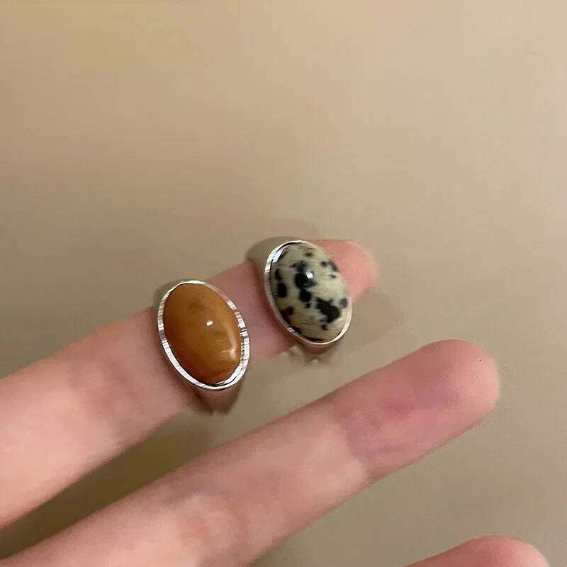 Vintage Open for Ladies Simple Brown Stone Ring Luxury Irregular Retro Punk Rings Exquisite Engagement Jewelry Gifts H260312