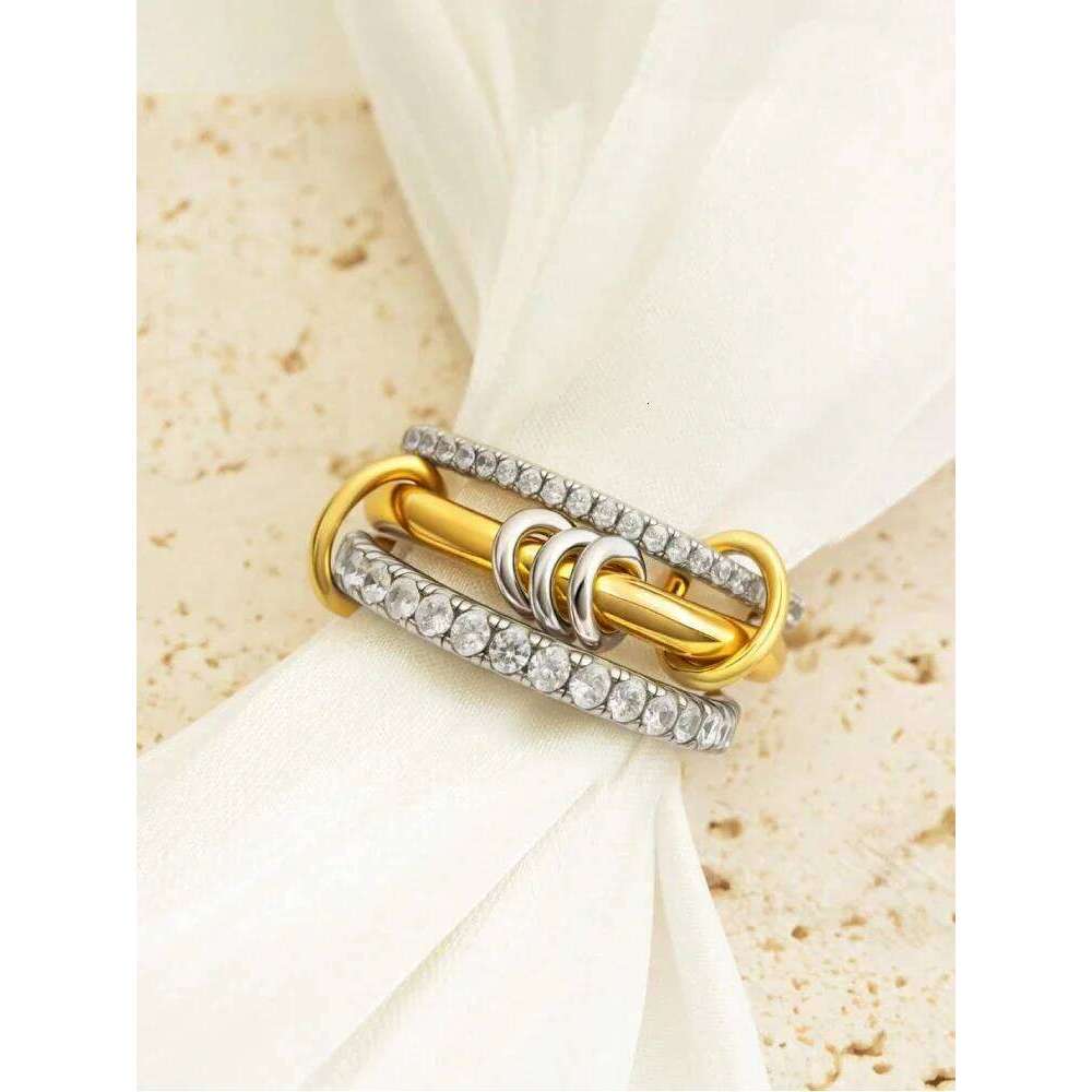 925 Sterling Silver Luxury Multiple Levels Of Interlocking Zircon Ring For Women Daily Life Fashion High Quality Fine Jewelry H260312