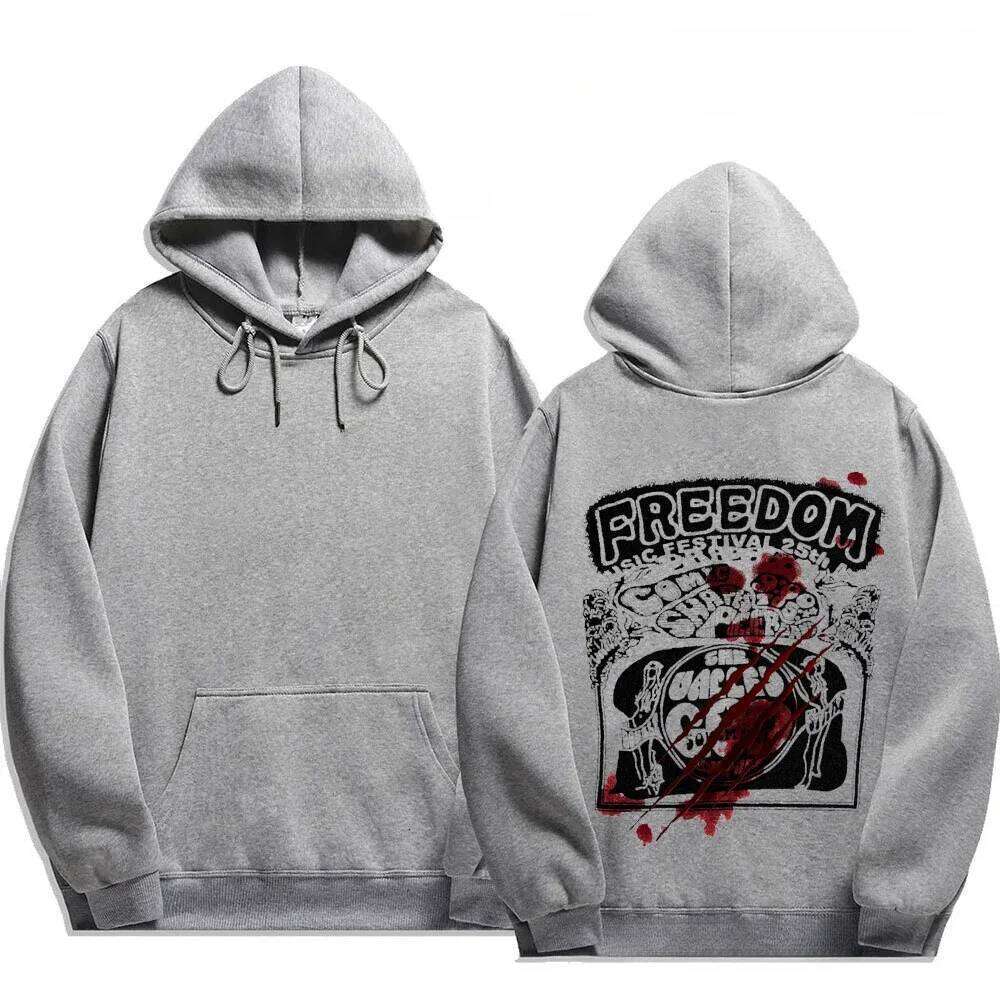 The new freedom letter-printed is suitable for both men women. It's a casual and sporty hoodie with street fashion Z260314