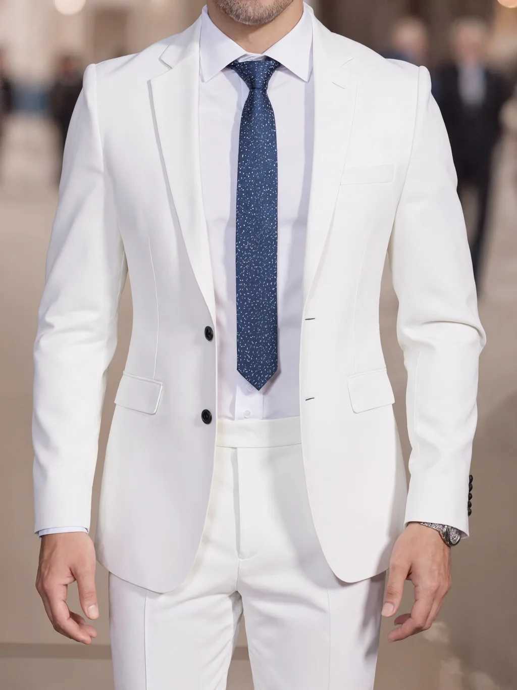 Mens Business Casual Suit Four-Season Anti-Wrinkle and Hair-Free Two-Piece Set Double-Button Design Party Professional Forma M260313