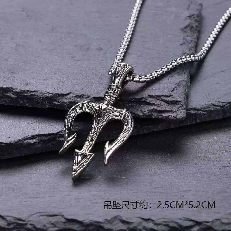 New Neptune Trident Stainless Steel Pendant Hip-hop Style Party Vintage Necklace Couple Lucky Gift H260312