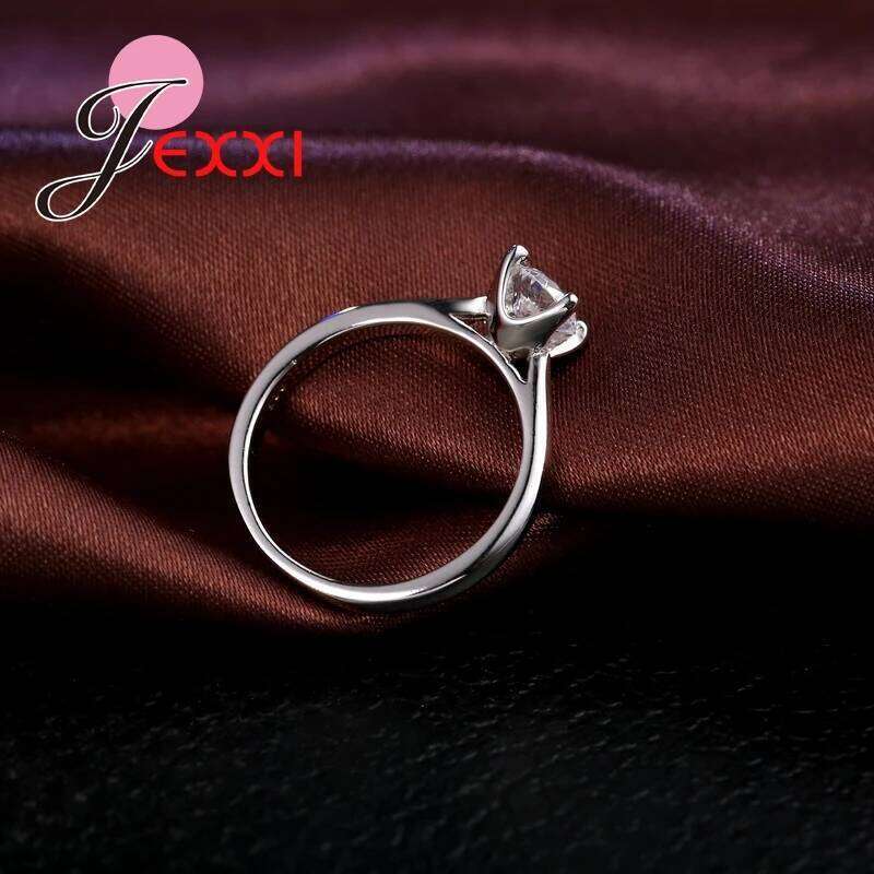 CharmingJewelry Fashion 925 Sterling Silver Rings Woman CZ Crystal Lady Finger Ring H260312