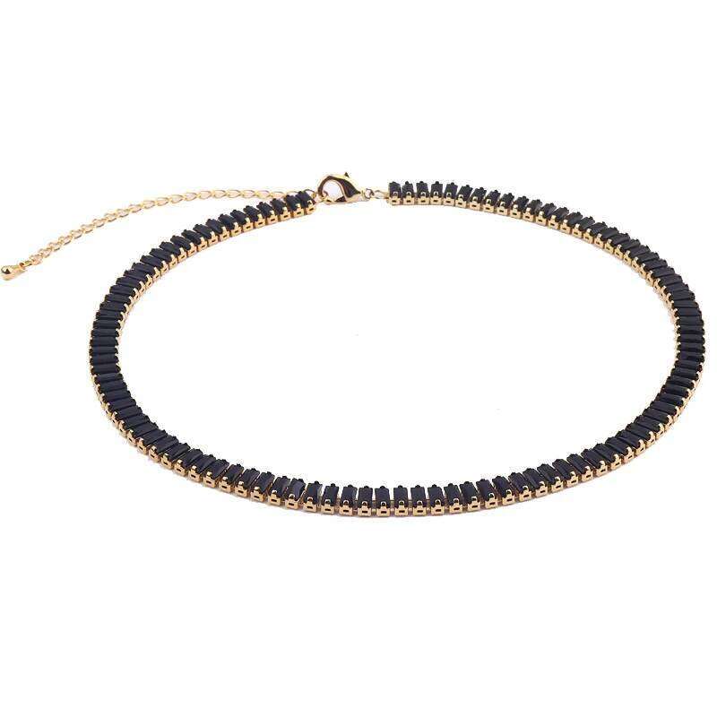 Waterproof Fashion White Green Rainbow Cubic Zirconia 18K Gold Plated Gorgeous Tennis CZ Necklace Elegant Charm Jewelry Women H260312