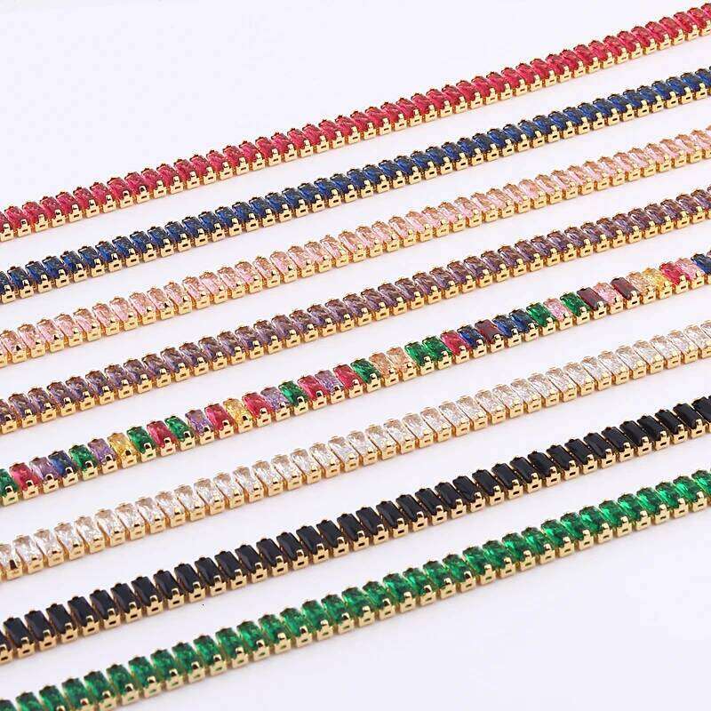 Waterproof Fashion White Green Rainbow Cubic Zirconia 18K Gold Plated Gorgeous Tennis CZ Necklace Elegant Charm Jewelry Women H260312