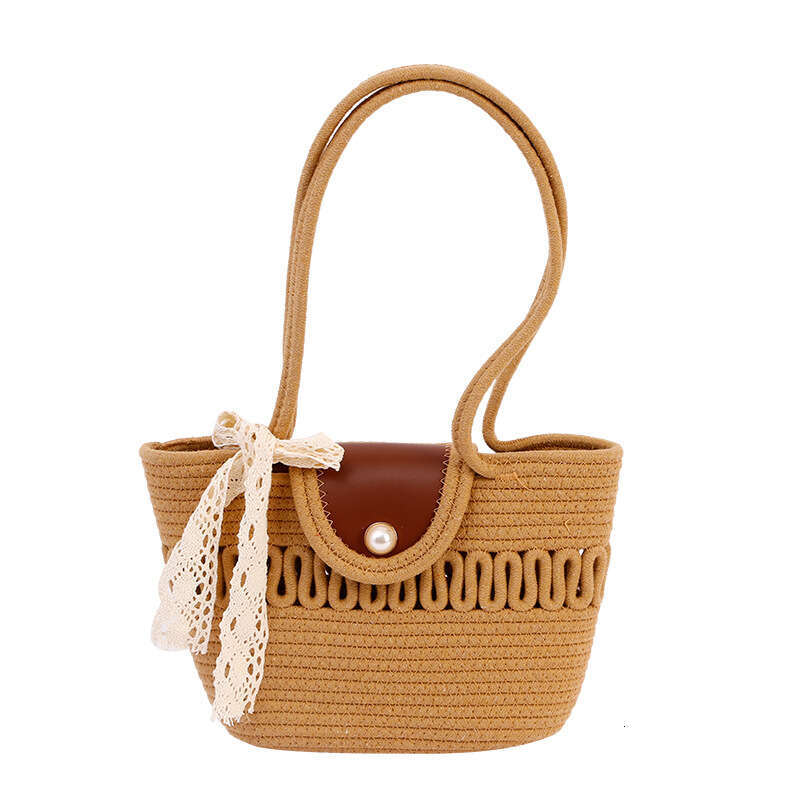 Tote Silk Scarf, Straw Handbag, Shoulder Portable Bag, Fresh And Sweet, Beach Vacation, Niche, Large Capacity