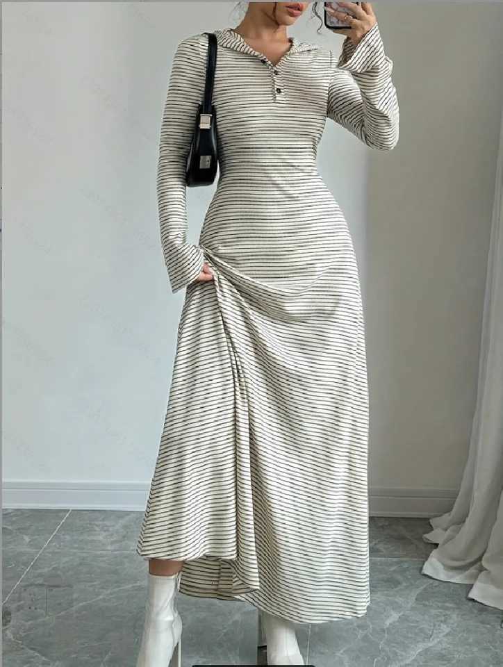 Fashionable Elegant Autumn Winter Plaid Hooded Dress for Women Commute Workwear New ArrivalT260314