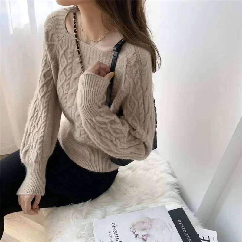 Autumn Winter Long Sleeve Pullover Sweater Women Knit Crop Tops Knitted Shirts Fashion Female Vintage Knitwear Casual Sweaters Z260313