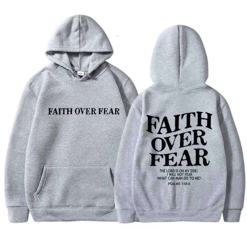 Men Women FAITH OVER FEAR Print Hoodies Casual Long Sleeve Sweatshirts Hip Hop Harajuku Y2k Style Unisex Hooded Top Z260315