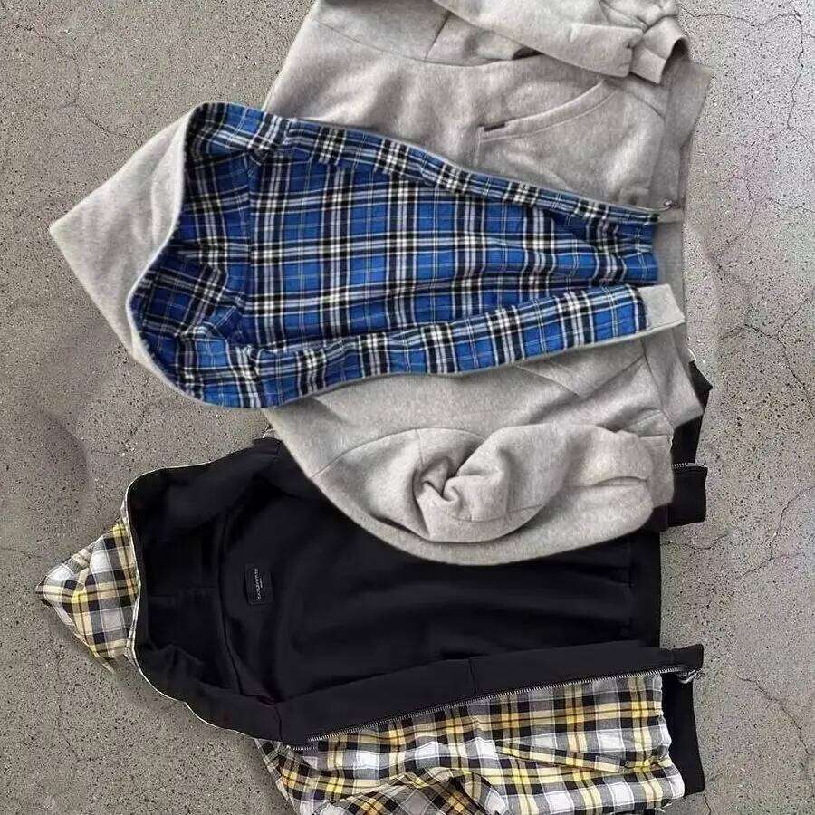 Korean Fashion Simple Gray Double Sided Oversized Zipper Hoodie Women Y2K New Harajuku Gothic Casual Joker Couple Sweatshirt Z260314