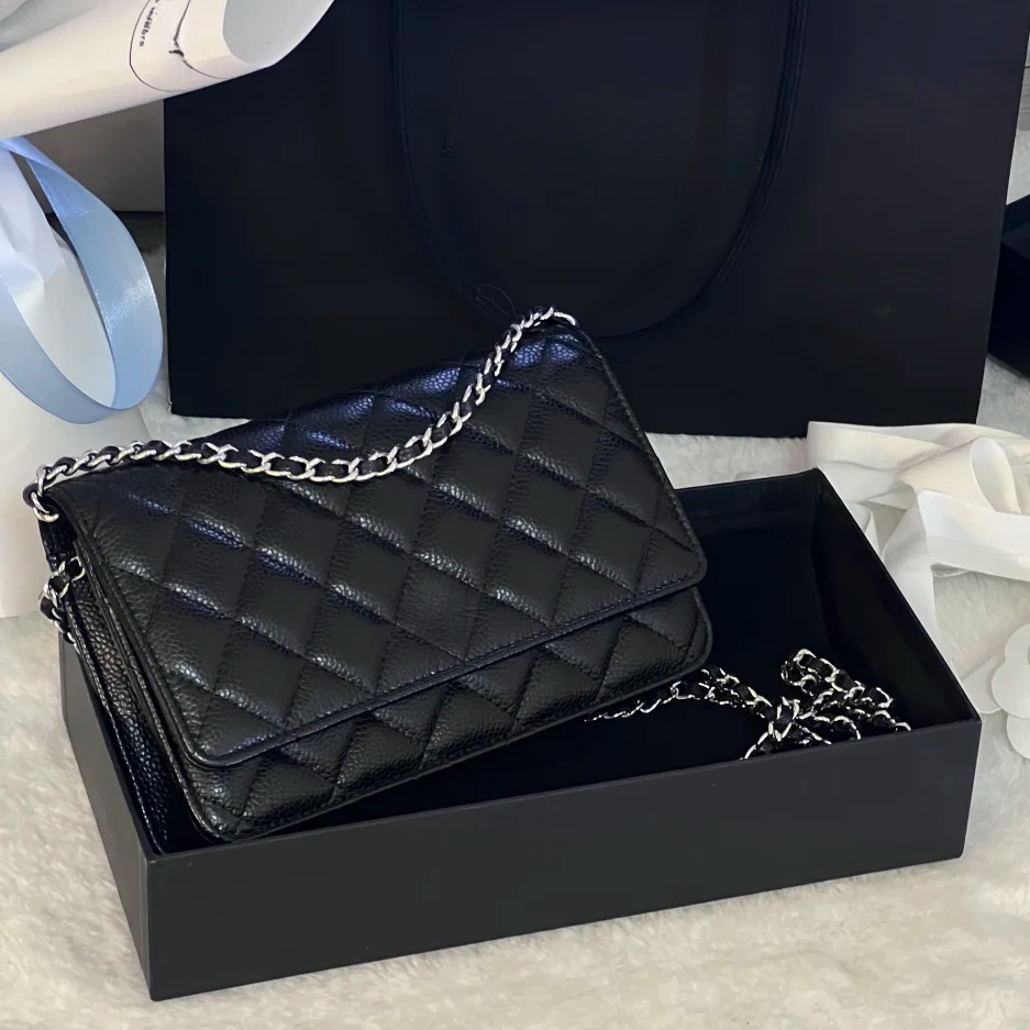 Designer Bag 2025 Luxury Bag Shoulder Bag Crossbody Bags for Women High Quality Chain Handbag WOC Caviar Sheepskin Clutch Purse with Box