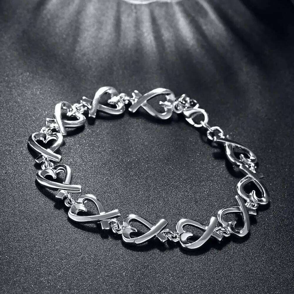 Hot Fine Heart Kelp Chain Fashion 925 Sterling Silver Bracelet For Woman Popular Brands Jewelry Wedding Party Christmas Gifts Z260313