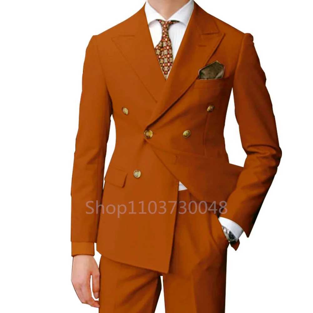 Fashion Style 2 Piece Wedding Men Suits Slim Fit Peak Lapel Blazer Pants Formal Business Party Groom Wear Tuxedos Costume Homme M260313