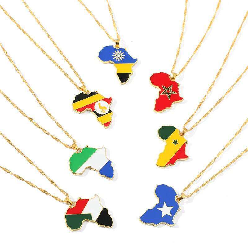 Hip Hop Creative Country Map Pendant Metal Necklace Ghana Nigeria Zambia Uganda Liberia Zimbabwe For Women Men Ethnic Jewelry H260312