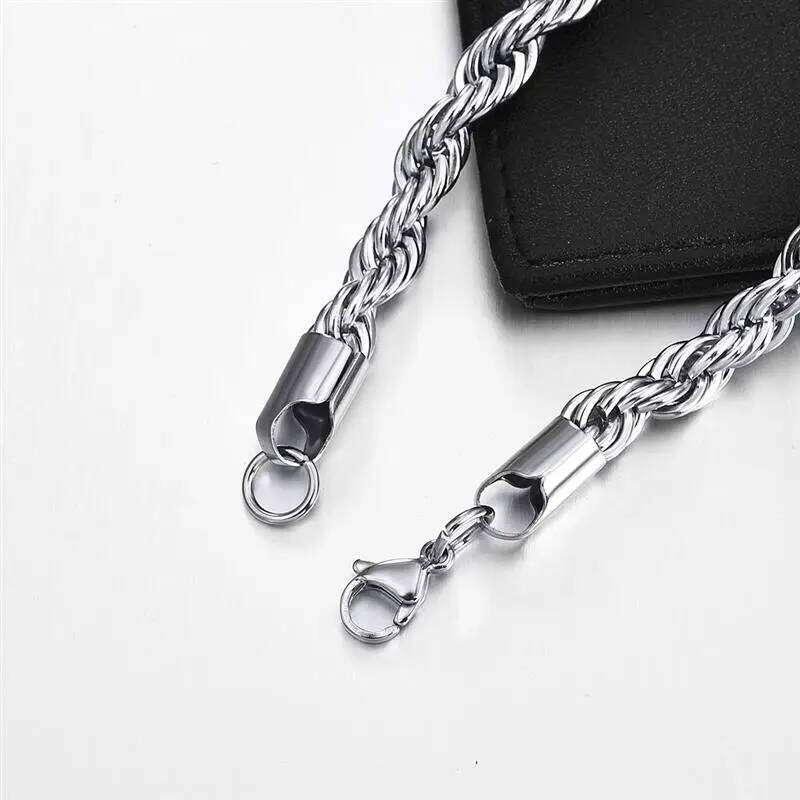 Jiayiqi 2mm-7mm Rope Chain Necklace Stainless Steel Never Fade Waterproof Choker Men Women Jewelry Silver Color Chains Gift H260312