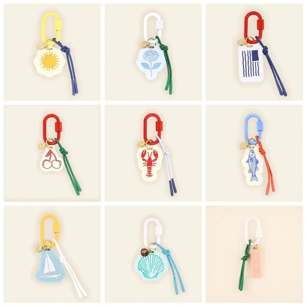 Acrylic Charms Retro Rope Woven Pendant Contrasting Car Keyring Mobile Phone Pendant Cartoon Geometric Bag Chain Charms 260311