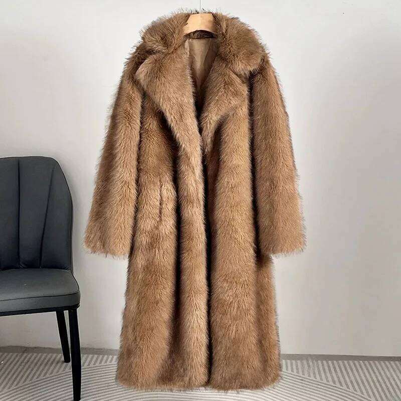 Fox Imitation Women's 2025 New Winter & Faux Fashion Lapel Solid Color Casual Wear Women Fur Coat H372 Z260313
