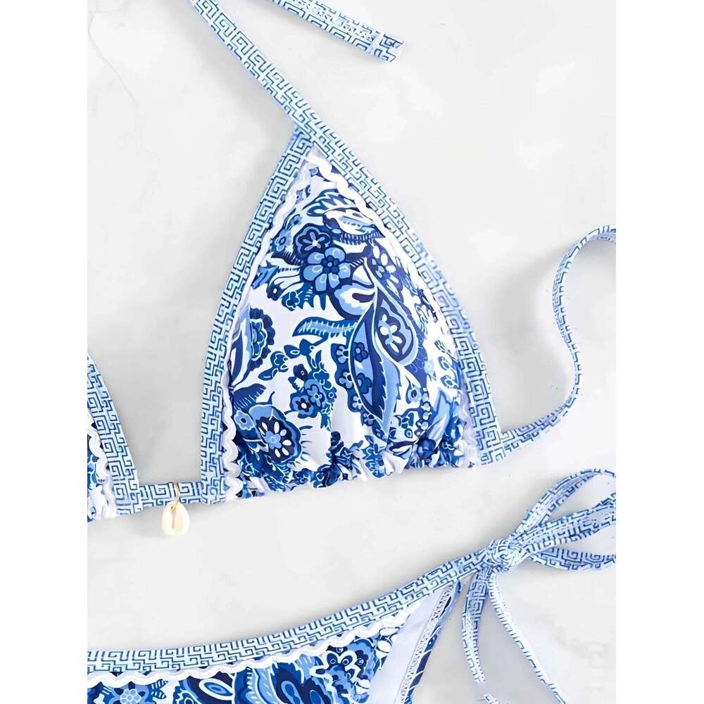 2025 Halter String Triangle Two Piece Bikini Women Swimwear Female Swimsuit Bathers Bathing Swimming Suit Beachwear Summer Y260303