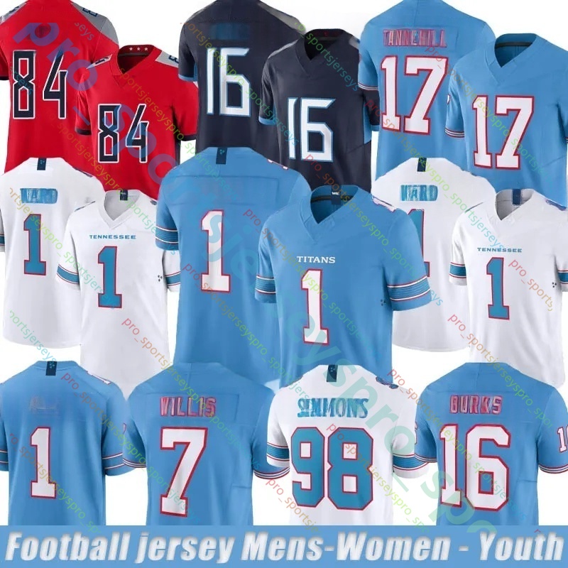 Tennessee 98 Jeffery Simmons Calvin Ridley 2026 Light Blue Football Jerseys Cam Ward Tony Pollard Spears Chimere Dike Gunnar Helm Ayomanor Warren Moon Earl Campbell