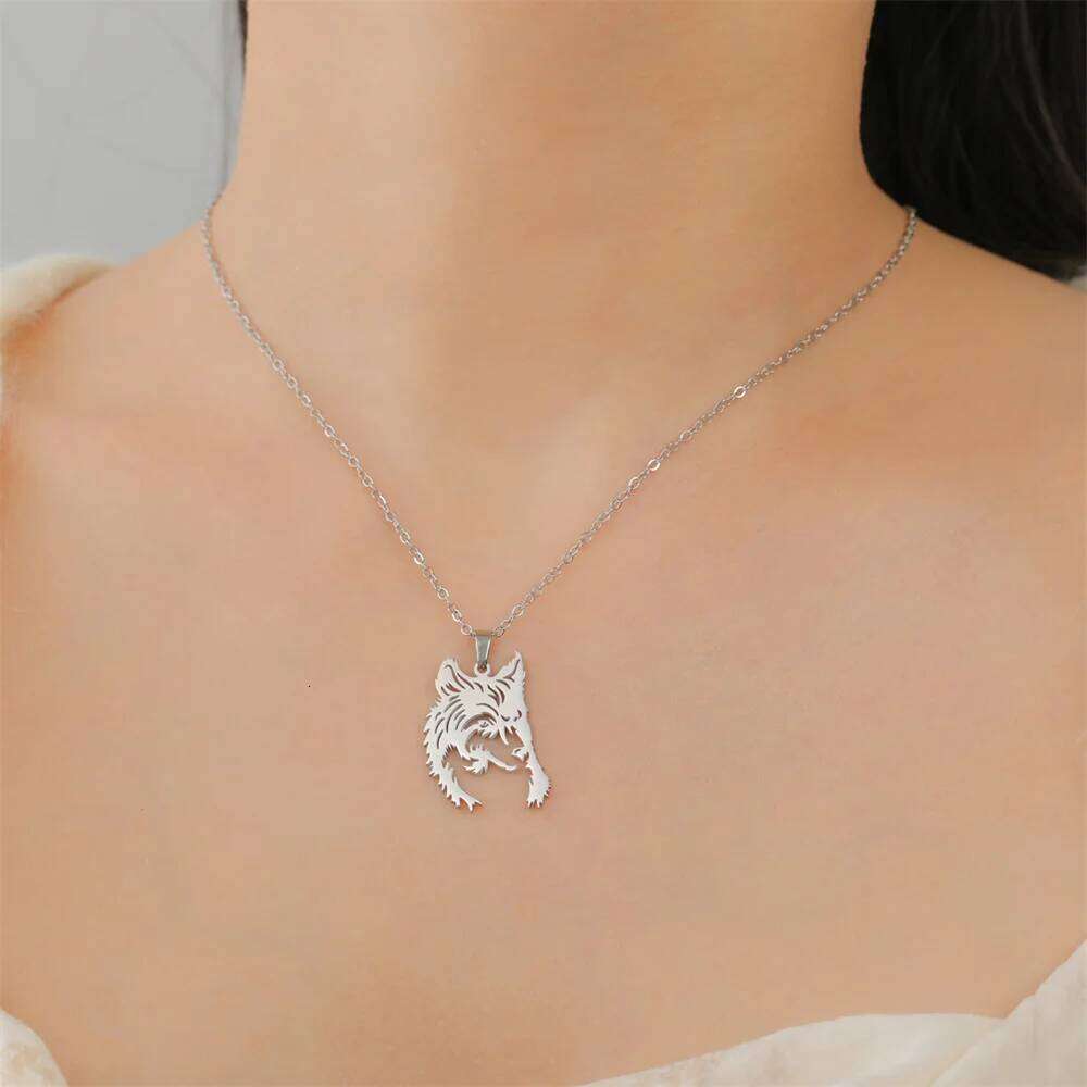My shape Stainless Steel Head for Men Women Hollow Wolf Animal Necklace Punk Jewelry Male Boys Valentine's Day H260312