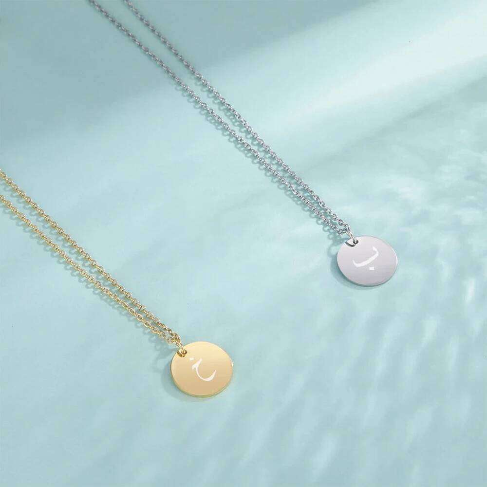 Cazador Arabic Letter Round Pendant for Women Stainless Steel Arab Alphabet Choker Necklace Jewelry 2025 Valentine Gift H260312
