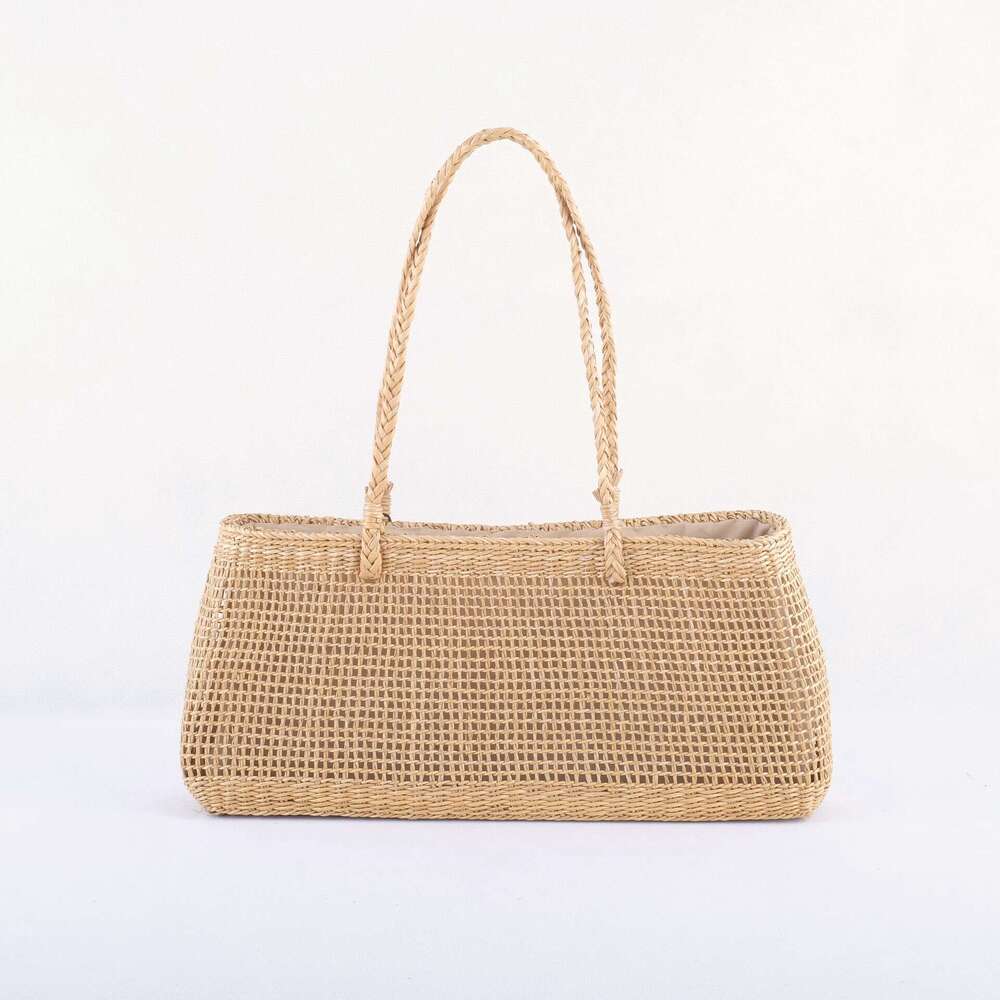 Xu Xing Craft INS Summer Yellow Straw Underarm Mesh Drawstring Handheld Beach Shoulder Artistic Woven Bag