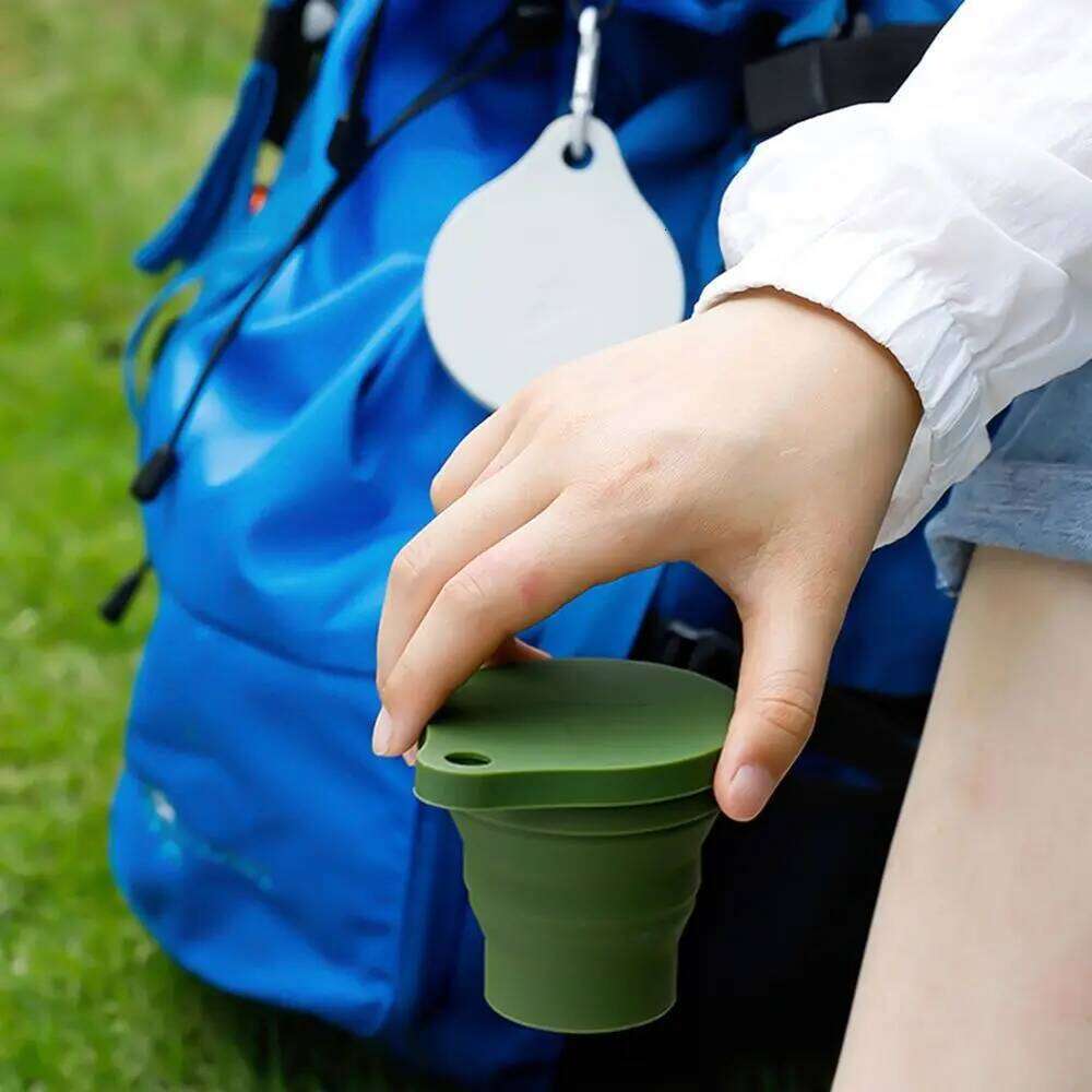 Silicone Portable Water Camping With Lid Outdoor Travel Folding Coffee Mugs Retractable Cup Drinking Mug Z260313