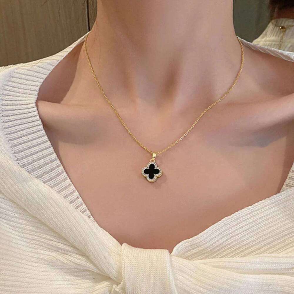 Hip Hop Five Flower Pendant Necklace Earrings for Women Fashion Stainless Steel Cr s Gift Jewelry H260312