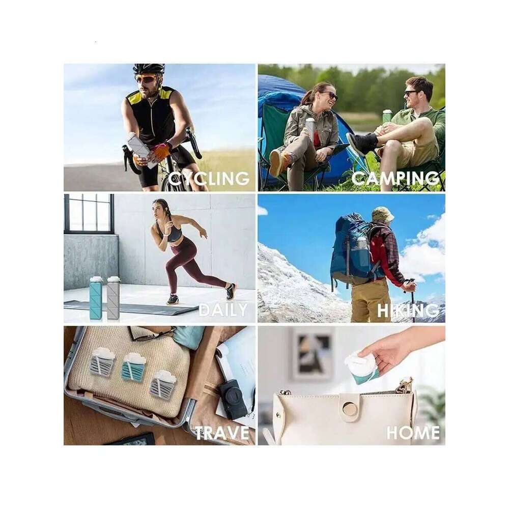 1pcs 620ml Square Silicone Folding Mug Portable Food Grade Sports Water Bottle Retractable for Gym Camping Hiking Travel Z260313