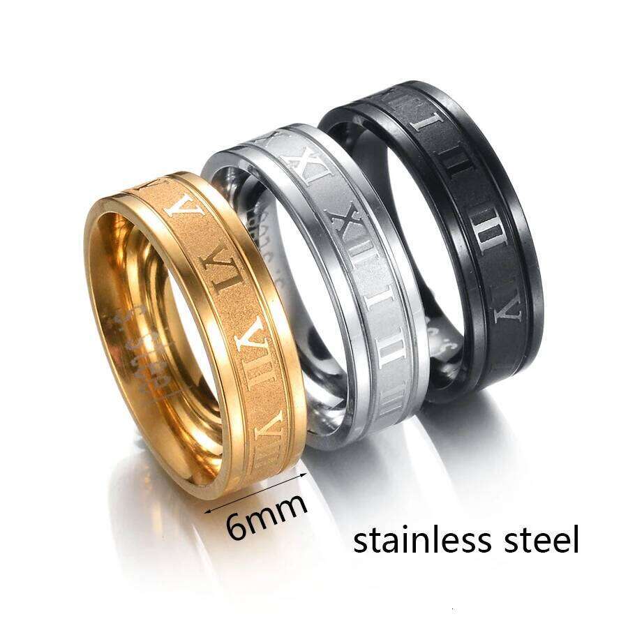 Letdiffery 6mm Punk Roman Numerals Rings High Quality Stainless Steel Women Men Jewelry For Wholesale Dropshipping H260312
