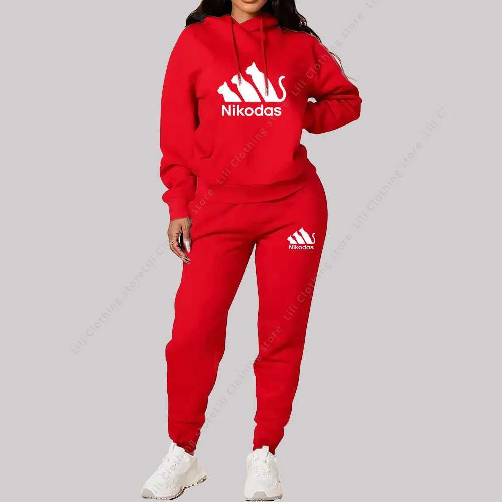 Womens Sets Hoodies Pants Two Piece Outfits Sportswear Sweatsuit Aesthetic Trend 2025 New Suit Woman Pink Tracksuit Plus Size M260313